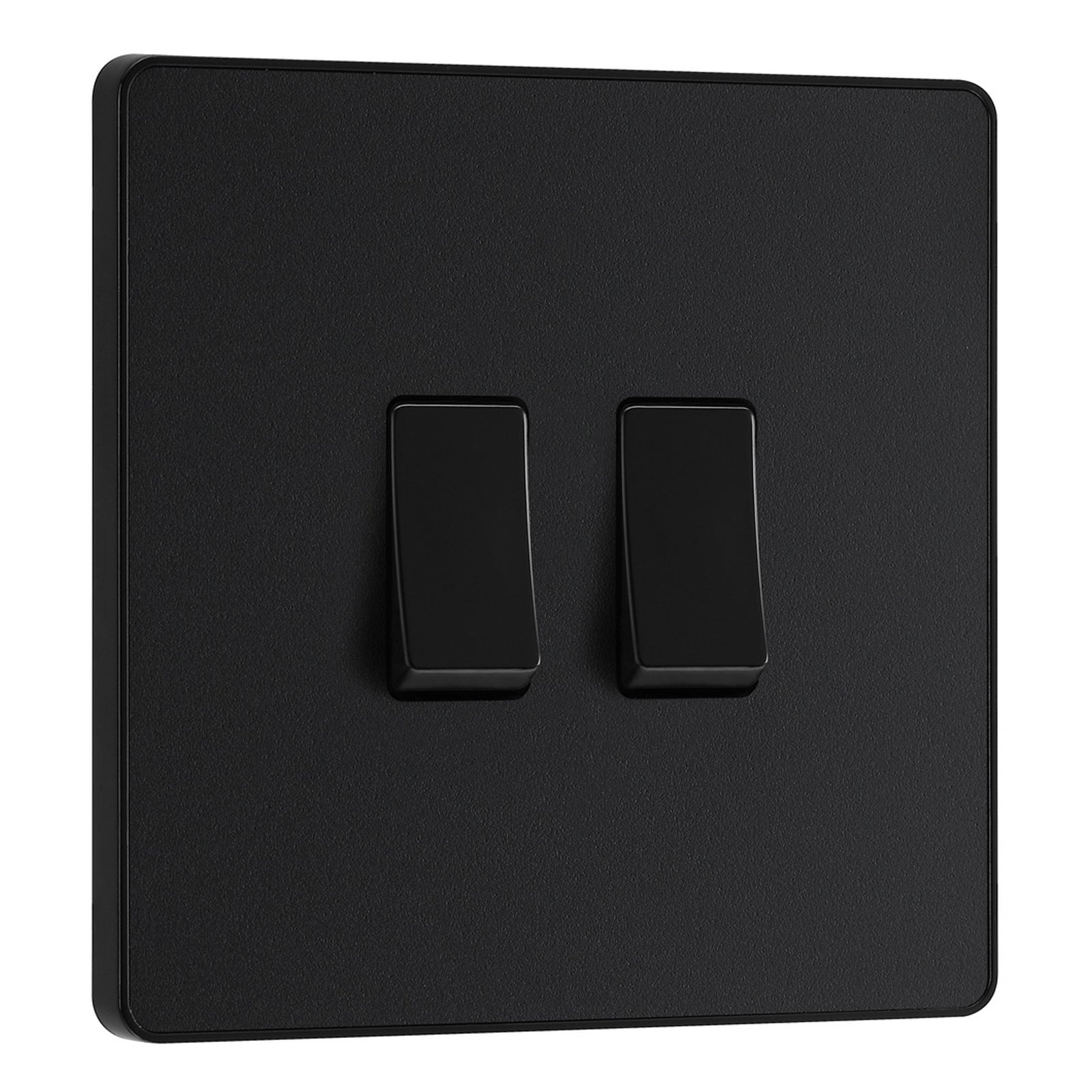 BG Evolve Matt Black Screwless Double Light Switch PCDMB42B – Masterlec