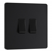 BG Evolve Matt Black Screwless Double Light Switch PCDMB42B – Masterlec