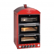 King Edward Stone-Baked Double Pizza King Oven with Warmer – Red – Outdoor Pizza Oven – Forno Boutique