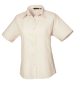 Premier Women’s Poplin Short Sleeve Blouse – Natural – 24 – Uniforms Online