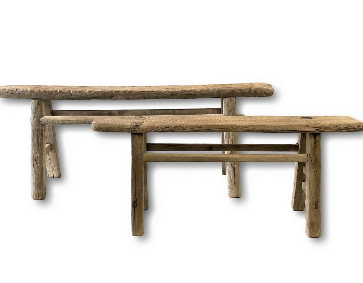 Skinny Antique Chinese Trestle Bench, Long (100-120cm) – Skinny Bench – Acumen Collection