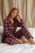 Plaid Pyjama Set in Bordeaux UK 16-18 / Bordeaux