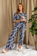 Printed Studio Long Pyjama Set in Midnight UK 14 / Midnight