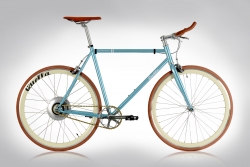 Electric Single Speed Bike – Commuter eBike – Pedal Assisted Fixie Bicycle – Light Blue – 51cm ( 5′ to 5′ 5″ ) – Quella Bicycles