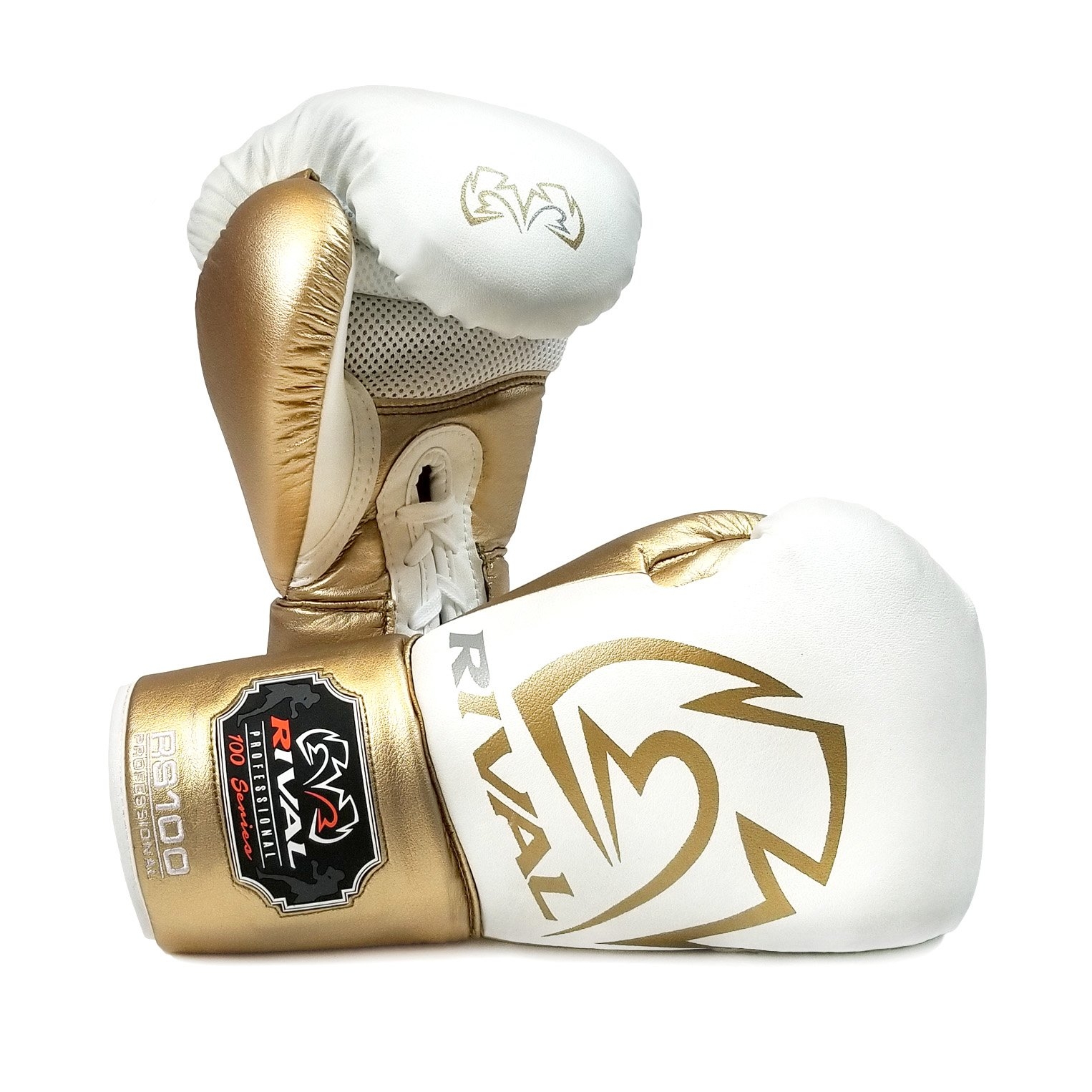 Rival Rs100 Professional Sparring Boxing Gloves White Gold  – Size: 14 – Adult – Unisex