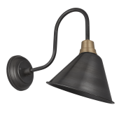 Industville – Swan Neck Cone – 8 Inch – Wall Light Fixture – Black / Grey Colour – Pewter / Brass Material – 32 CM X 21 CM X 35 CM