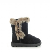 Savannah: Luxury Faux Fur Lined Button Ankle Boot – Black Black / UK 8/41 – Ella Shoes LTD