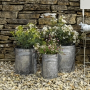 Rustic Farm Urn Galvanised Planters – Set of 3