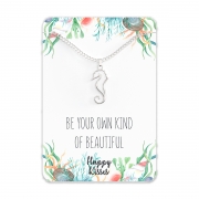 Seahorse Necklace – Silhouette Sea Horse Pendant With Gift Message Card Gold – Happy Kisses