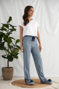 Boyfriend Stripe Trouser Blue | Women’s Pyjamas | Pretty You London UK 14-16 / Duck Egg/Navy