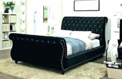 Swan Chesterfield Black Sleigh Bed – BedsDivans