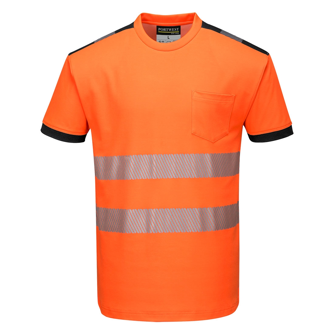 Hi-Vis T-Shirt S/S Orange/Black – Orange – L – Work Safety Protective Equipment – Portwest – Regus Supply