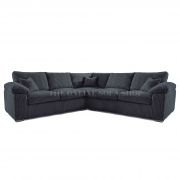 Delta 5 Seater Soft Cord L Shaped Corner Sofa – Black – The Online Sofa Shop