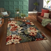 Think Rugs – Tropics 6096 Black/Multicoloured 160 x 220cm / Black/Multicoloured – The Rug Quarter