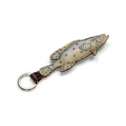 Leather Key Ring – Trout Fish – Blue