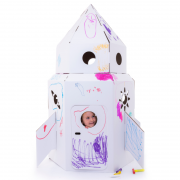 Kid-Eco Rocket – White – Eco Friendly & Customisable Playhouses – Kid Eco Crafts – Colour In Cardboard Playhouses