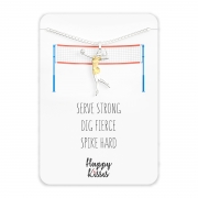 Volleyball Gift Necklace – Cute Volleyball Player Pendant Charm For Girls & Teens on a Volleyball Team – Inspirational Message Card – Happy Kisses