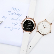 Ladies Architēct Blanc – Handwritten Engraving – White Strap – Genuine Leather / Stainless Steel – Architect Watches