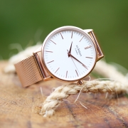 Ladies Architēct Blanc – Handwritten Engraving – Rose Gold Mesh Strap – Stainless Steel – Architect Watches