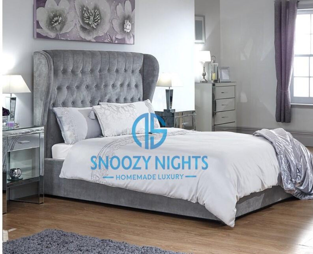 Roman Luxury Curved Wingback Bed Frame Available with Storage Options – Snoozy Nights