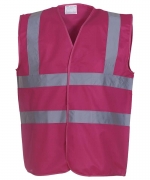 Yoko Hi-Vis 2-Band-And-Braces Waistcoat (HVW100) – Raspberry – 2XL – Uniforms Online