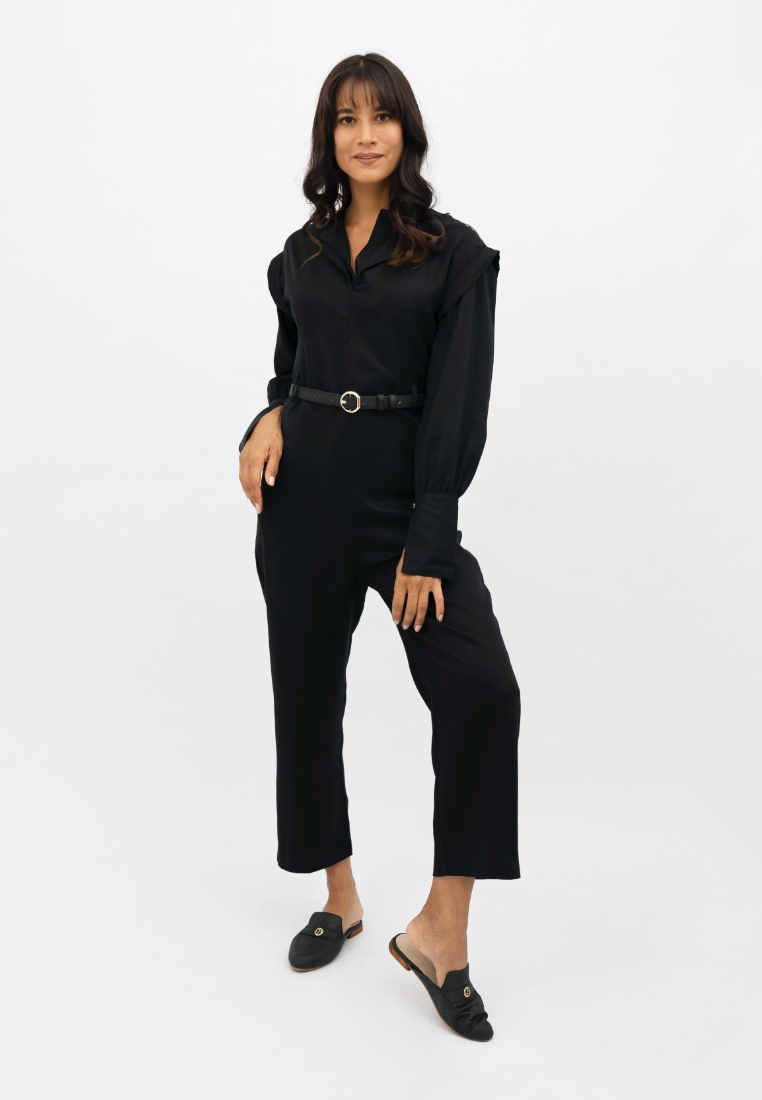 Dakar TENCEL Straight Leg Jumpsuit in Licorice Black – M – M – Ethikel