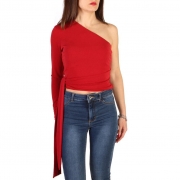 Guess Womens Red One Shoulder Sweater – 71G609_6230Z – Red – L – JC Brandz