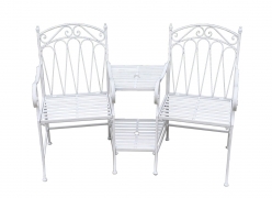 The Tete-A-Tete White Steel Garden Love Seat