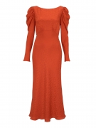 Alena Bitter Orange Satin Stamped Dress – Orange / UK 8