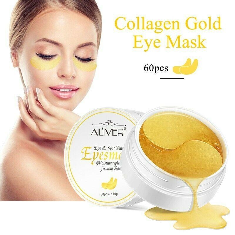 Aliver Under Eye Collagen Gold Eye Mask Patches Treatment for Dark Circles, Eye Bags, Puffy Eyes 60pcs pack