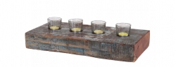 Reclaimed Teak Block 4pc Candle Holder