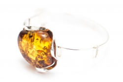 Amber and Silver Statement Bangle – Cognac