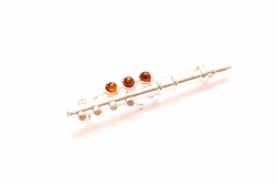 Amber & Silver Flute Brooch