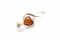 Amber Treble Clef Heart Brooch