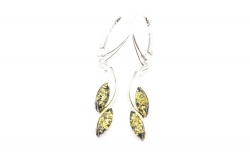 Green Amber Leaf Earrings – Green