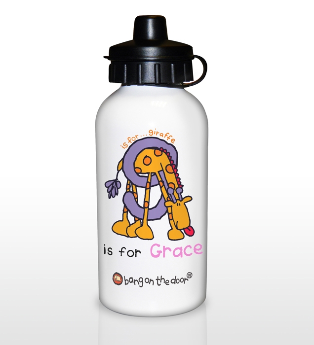 Bang On The Door Animal Alphabet Girls Personalised Drinks Bottle