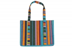 Turquoise Striped Beach Bag