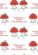 Cartoon Mushrooms With Fungi Caption Anniversary Wrapping Paper