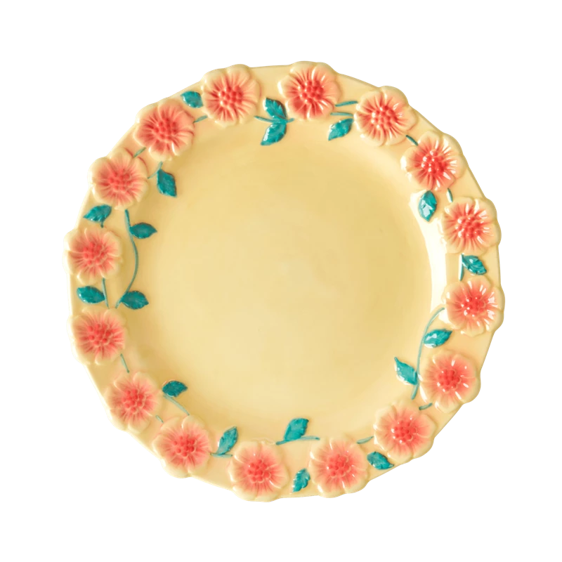 Ceramic Floral Side Plate Cream Rice DK | The Design Yard