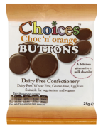 Choices Choc ‘N’ Orange Dairy Free Chocolate Buttons 25g – Confection Affection