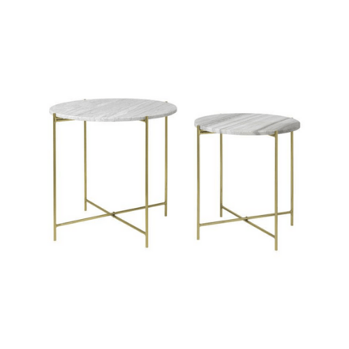 Freja Marble Table – BEIGE/BRASS – Set of 2