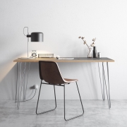 Hairpin Leg Table – Birch / Steel / Formica – Grey / Silver – Small Desk – 60cm x 120cm – Clear Coat – The Hairpin Leg Company