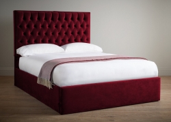 Portabello – Duchess Single Bed – Boysonberry Monaco Velvet Single – High Quality Velvet – Red – Chesterfield