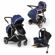 Buy Now Pay Later Kids Kargo Duel Ds (Isofix Car Seat & Base) travel system Double Tandem Twin Pushchair Pram