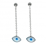 Evil Eye Chain Earrings Silver – Ezavision