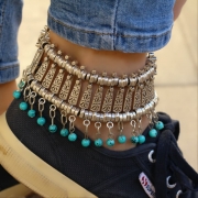 Turquoise Bead Large Anklet £19 Adjustable – Antique Silver – Ezavision