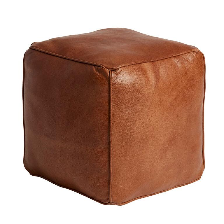 St. Thomas Rose Brown – Buffalo Leather Pouffe – Acumen Collection – Acumen Collection