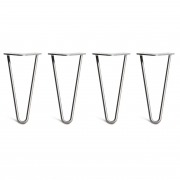 Low Coffee Table Hairpin Legs – Steel – Silver – 25cm – 2 Rod Design – Clear Coat – 10mm – Classic – Pack Of 4 – The Hairpin Leg Company