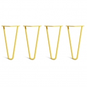 Low Coffee Table Hairpin Legs – Steel – Yellow – 25cm – 2 Rod Design – 10mm – Classic – Pack Of 4 – The Hairpin Leg Company