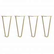 Low Coffee Table Hairpin Legs – Steel – Brass – 25cm – 2 Rod Design – 10mm – Classic – Pack Of 4 – The Hairpin Leg Company